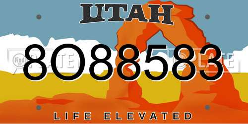 8O88583 Utah License Plate