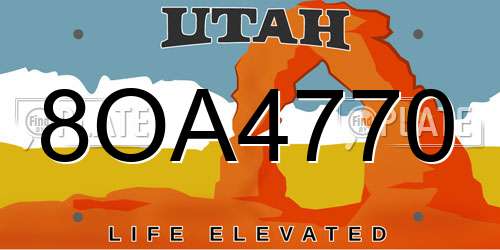 8OA4770 Utah License Plate