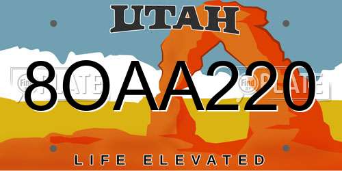 8OAA220 Utah License Plate