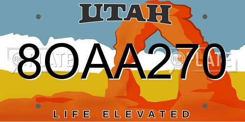 8OAA270 Utah License Plate