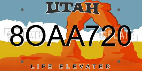8OAA720 Utah License Plate
