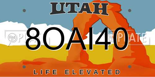 8OAI40 Utah License Plate