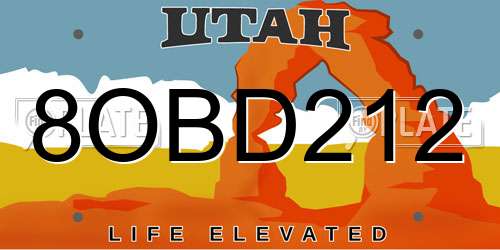8OBD212 Utah License Plate