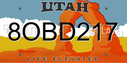 8OBD217 Utah License Plate
