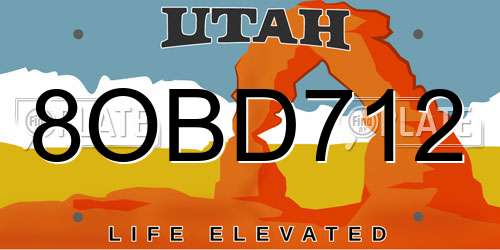 8OBD712 Utah License Plate