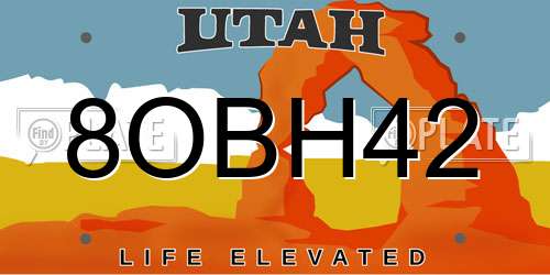 8OBH42 Utah License Plate