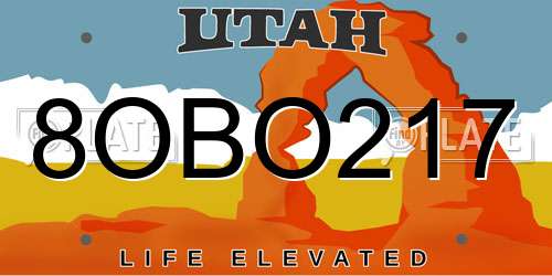8OBO217 Utah License Plate