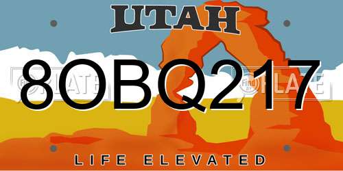 8OBQ217 Utah License Plate
