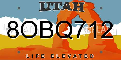 8OBQ712 Utah License Plate