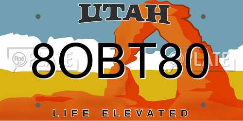 8OBT80 Utah License Plate