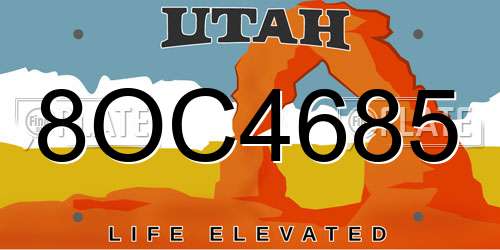 8OC4685 Utah License Plate