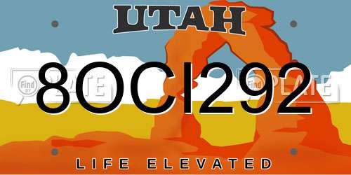 8OCI292 Utah License Plate