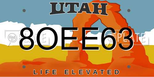 8OEE63 Utah License Plate