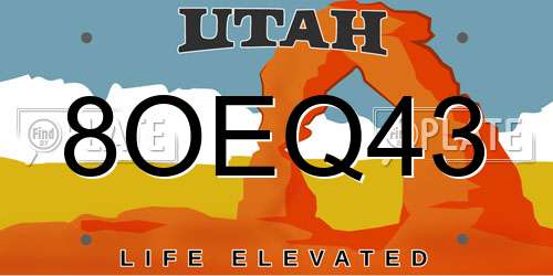 8OEQ43 Utah License Plate