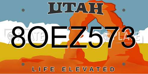 8OEZ573 Utah License Plate