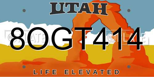 8OGT414 Utah License Plate