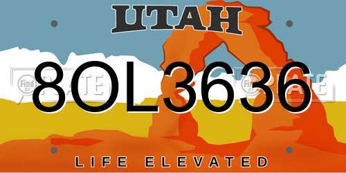 8OL3636 Utah License Plate