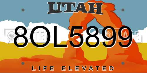 8OL5899 Utah License Plate