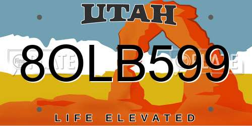 8OLB599 Utah License Plate