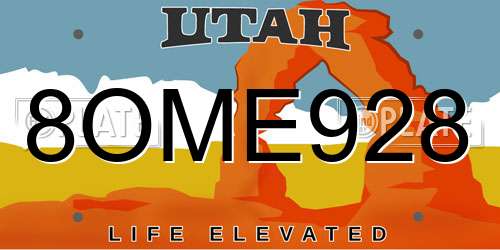 8OME928 Utah License Plate