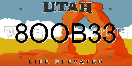 8OOB33 Utah License Plate