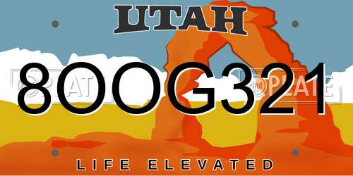 8OOG321 Utah License Plate