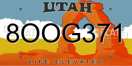 8OOG371 Utah License Plate