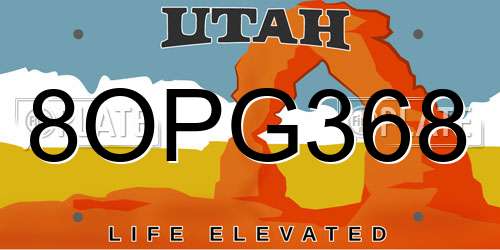 8OPG368 Utah License Plate
