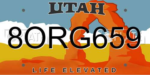 8ORG659 Utah License Plate