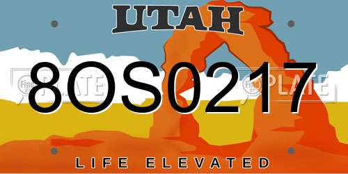 8OS0217 Utah License Plate
