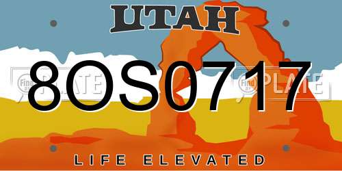 8OS0717 Utah License Plate
