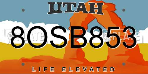 8OSB853 Utah License Plate
