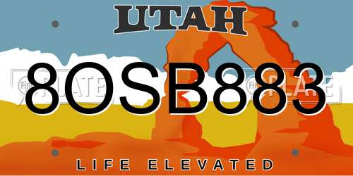 8OSB883 Utah License Plate