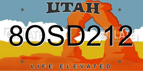 8OSD212 Utah License Plate