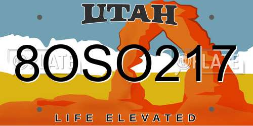 8OSO217 Utah License Plate
