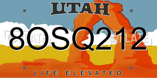 8OSQ212 Utah License Plate