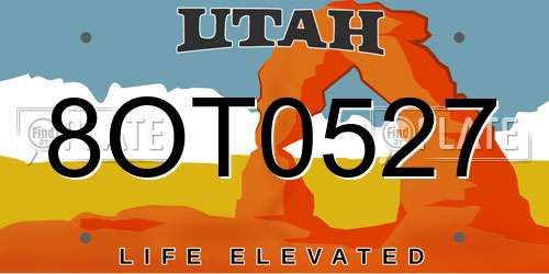 8OT0527 Utah License Plate