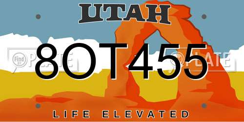 8OT455 Utah License Plate