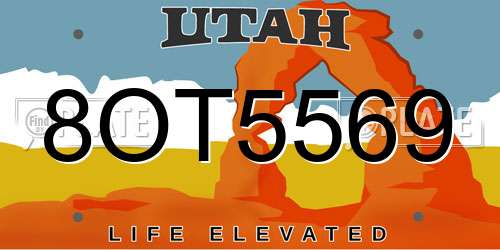 8OT5569 Utah License Plate