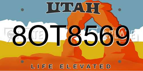 8OT8569 Utah License Plate