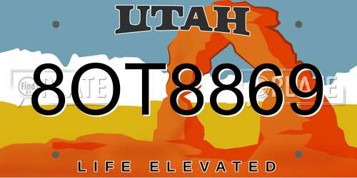 8OT8869 Utah License Plate