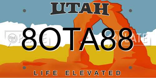 8OTA88 Utah License Plate