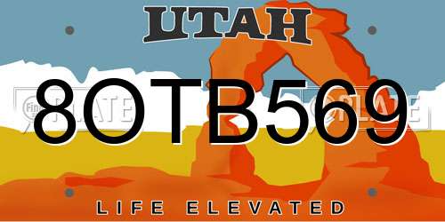 8OTB569 Utah License Plate