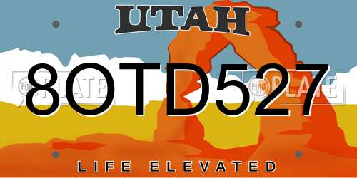 8OTD527 Utah License Plate