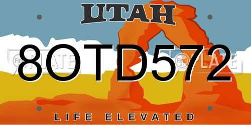 8OTD572 Utah License Plate