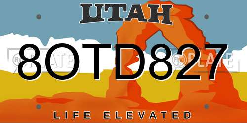 8OTD827 Utah License Plate