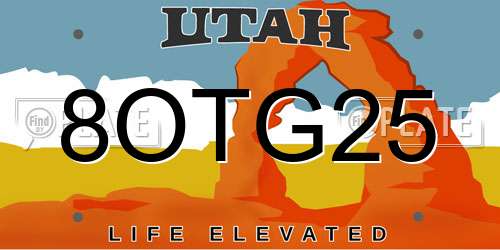 8OTG25 Utah License Plate