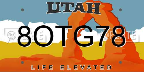 8OTG78 Utah License Plate