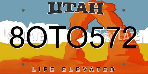 8OTO572 Utah License Plate