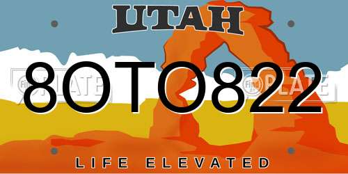 8OTO822 Utah License Plate